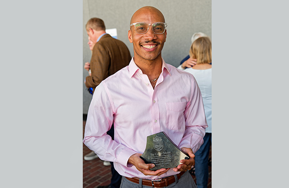 Ben Lewis holding award. photo: Frank Field