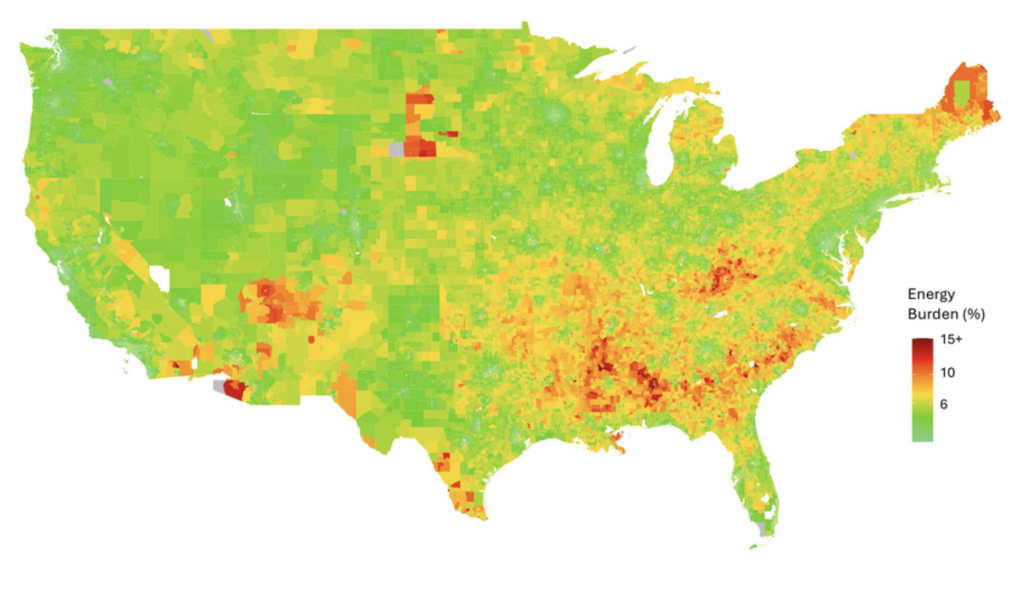 Map of the United States showing energy burden Image: Courtesy of the researchers